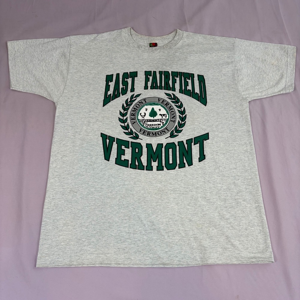 Vermont Mens XL Gray East Fairfield Souvenir T Shirt Vintage‎ 90s Gorpcore